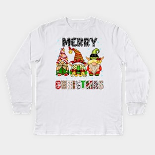 Merry Christmas Gnome Family Funny Xmas Tree Women Men Kids Kids Long Sleeve T-Shirt